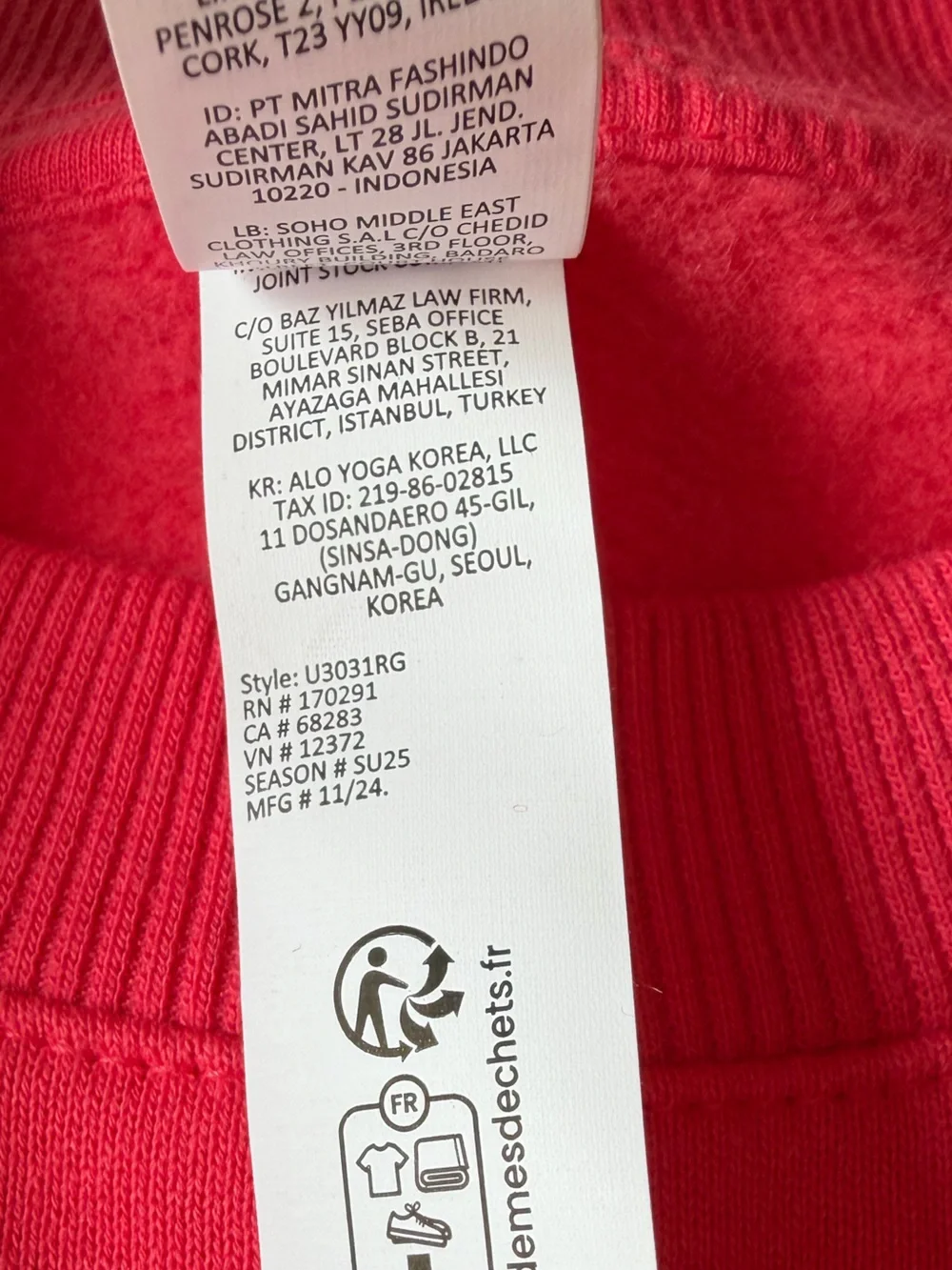 Alo accolade candy red crew neck sweatshirt NWT large